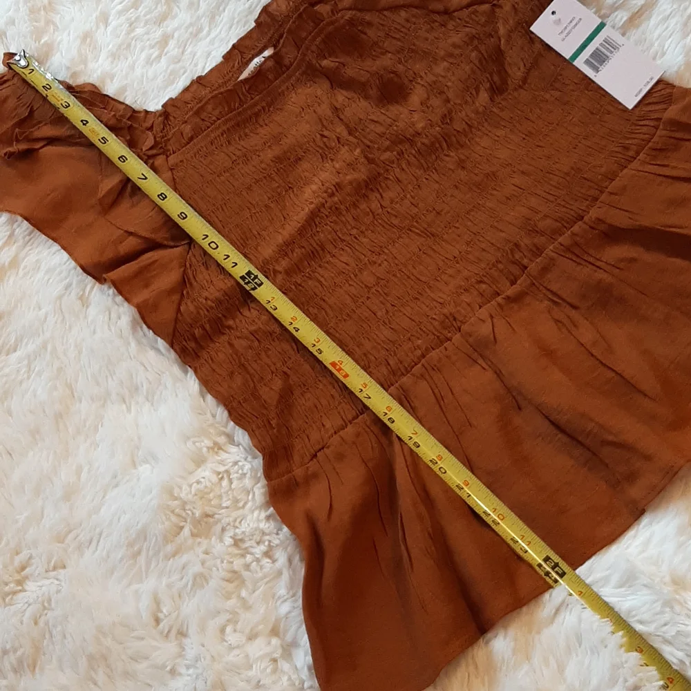 SOLD*Nanette Lepore Glazed Ginger Ruched Top Ruffle Bottom & Sleeves, Large, NWT - Picture 8 of 11